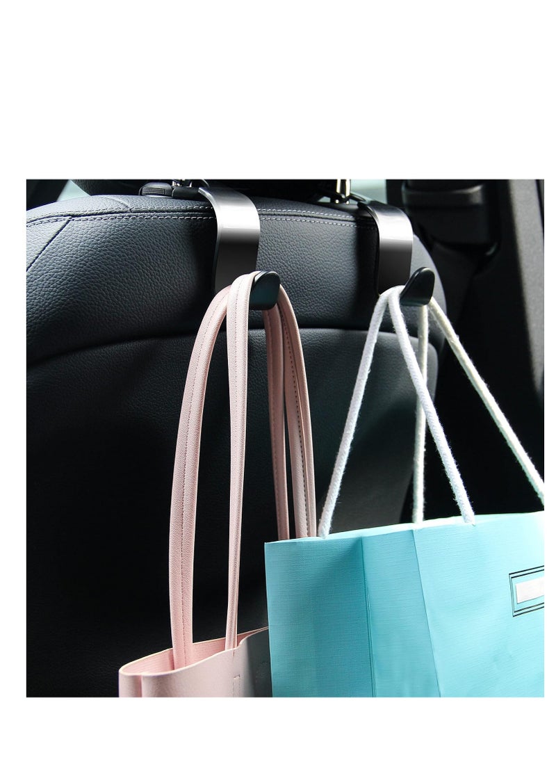 Amooca - Amooca Car Seat Headrest Hook 4 Pack Hanger Storage Organizer Universal for Handbag Purse Coat fit Universal Vehicle Car Black S Type Black - Image 1