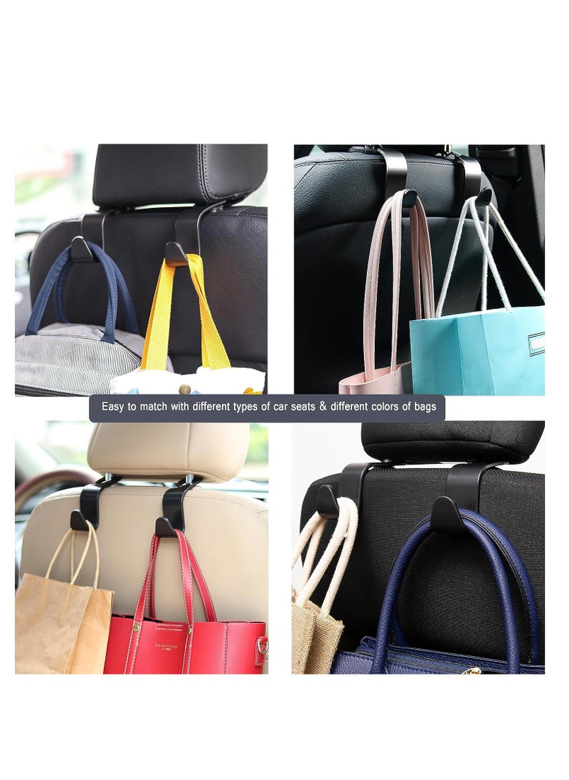 Amooca - Amooca Car Seat Headrest Hook 4 Pack Hanger Storage Organizer Universal for Handbag Purse Coat fit Universal Vehicle Car Black S Type Black - Image 1