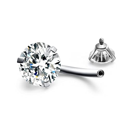 FECTAS 14g Belly Button Rings Surgical Steel CZ Petite Navel Ring for Women Body Piercing Jewelry Petite select Barbell Len 6mm 8mm 10mm 12mm Silver - Image 3