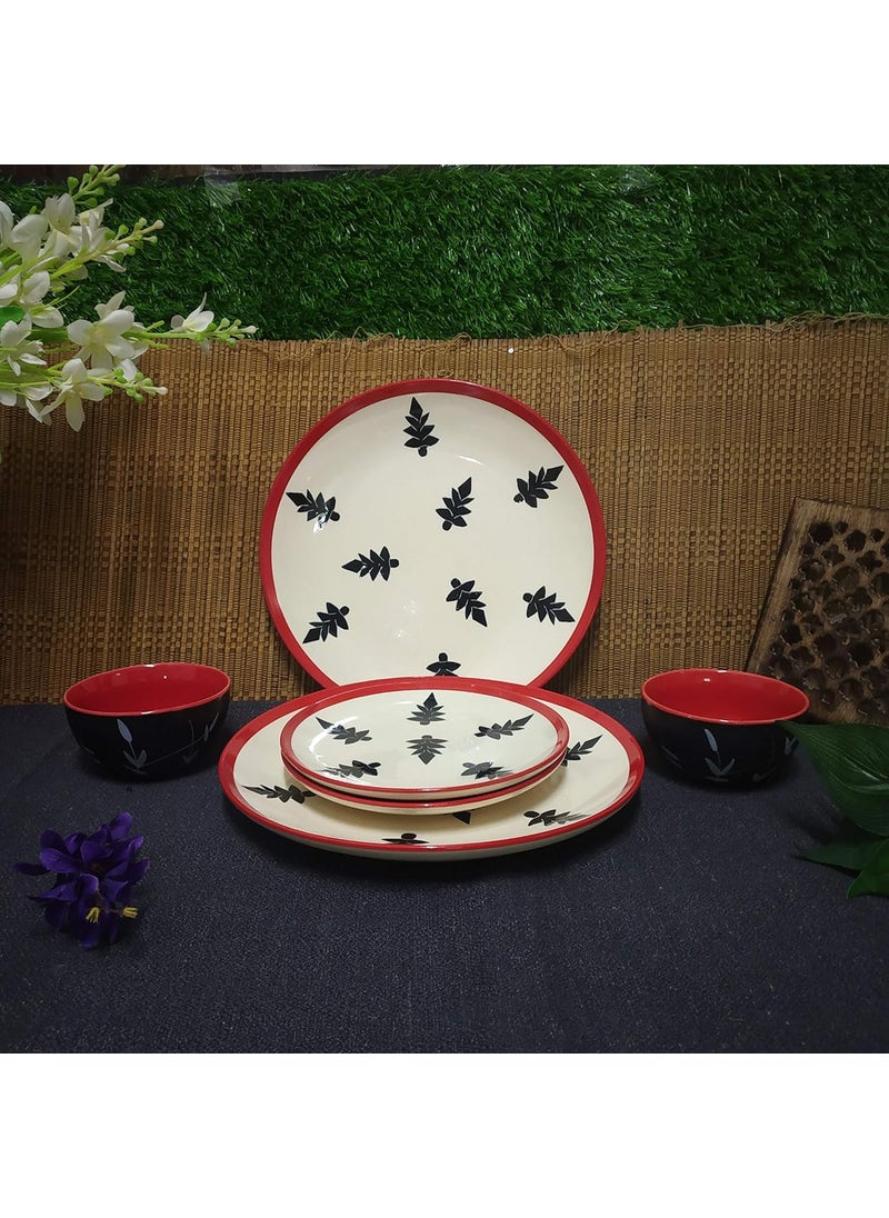 Caffeine Caffeine Ceramic Handmade Black Tree Combo Dinner Set (6 pcs.)  - Image 1