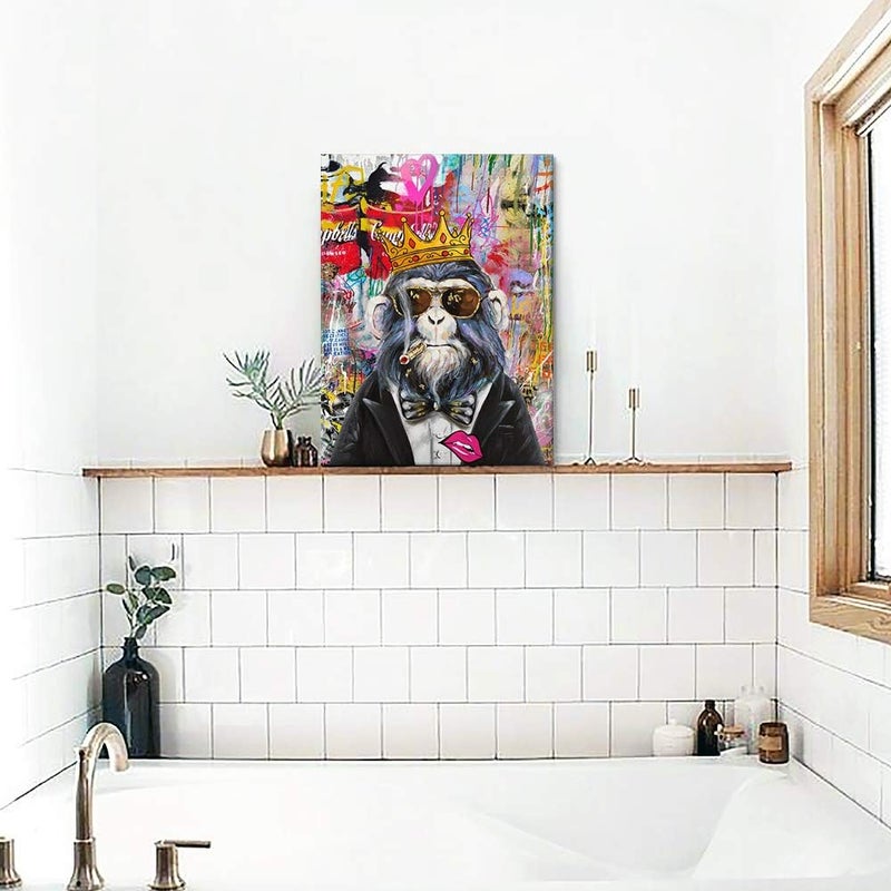 JAPO ART Smoking Gorilla with Crown Canvas Art - Image 4