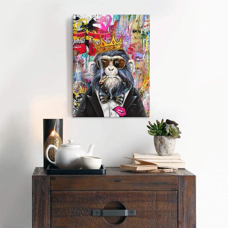JAPO ART Smoking Gorilla with Crown Canvas Art - Image 3