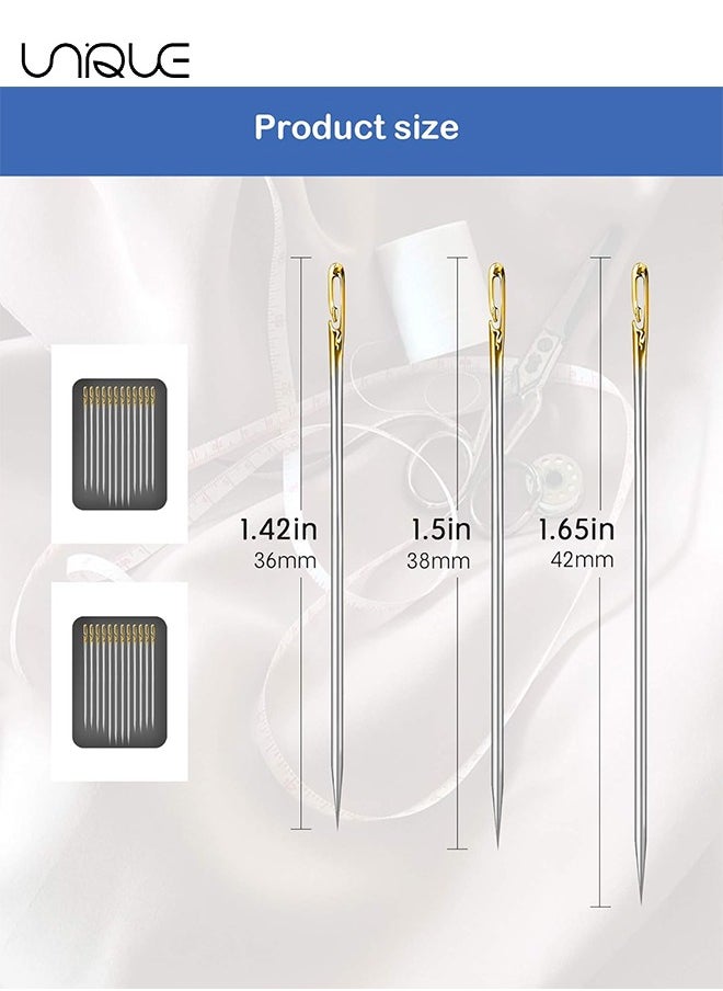 Unique - 24 Pcs Self Threading Sewing Needles - Embroidery Needles for Hand Sewing - 3 Sizes - For DIY, Sewing & Mending, Embroidery - Image 1