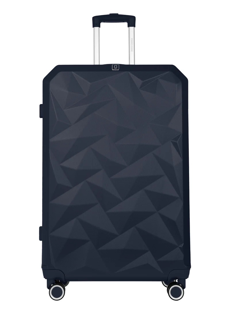 PARAJOHN Crystaline Series Set of 3 Luggage | Lightweight Small 10KG, Large 30KG & X Large 35KG ABS 4 Wheels Trolley Hardsided Travel Suitcase - Navy