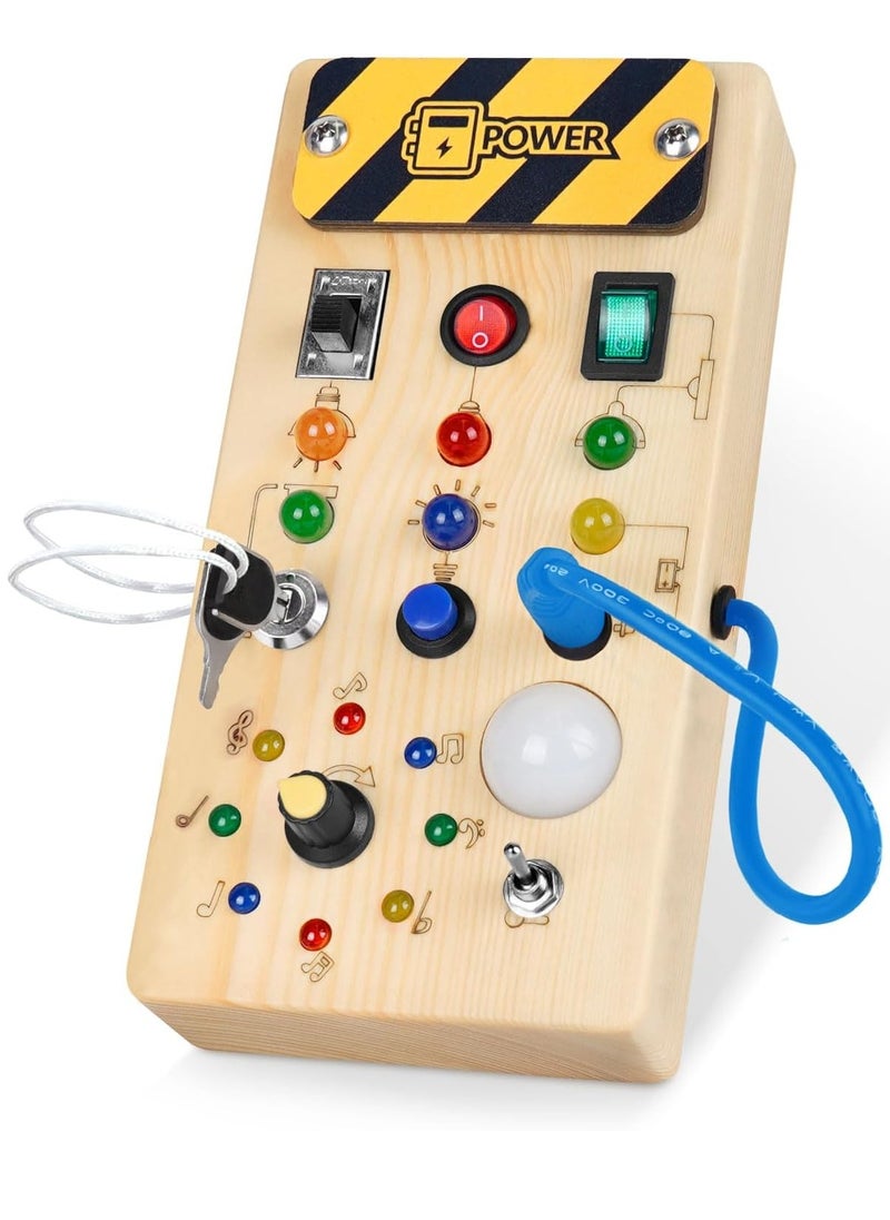 Baby Busy Board Montessori Wooden Busy Board for Toddlers with 8 LED Light Switches Sensory Toys with Lights Baby Travel Toys Gift for 1 + Year Old Baby Toddler Educational Learning Activities - pzsku/ZB6251AADC9A02ABDD453Z/45/_/1721644541/493a6332-a882-41df-9c72-c49d6cbcf337