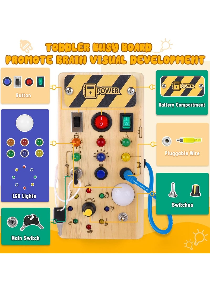 Baby Busy Board Montessori Wooden Busy Board for Toddlers with 8 LED Light Switches Sensory Toys with Lights Baby Travel Toys Gift for 1 + Year Old Baby Toddler Educational Learning Activities - pzsku/ZB6251AADC9A02ABDD453Z/45/_/1721644583/a8b0a9dc-9f9c-4502-aae3-31e4b9549414