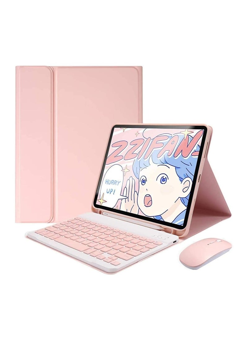 Arabic and English Keyboard Case with Wireless Mouse for iPad Mini 6 8.3 inch 2021 Lightweight Smart Cover with Detachable Keyboard Bluetooth Mice Pencil Holder