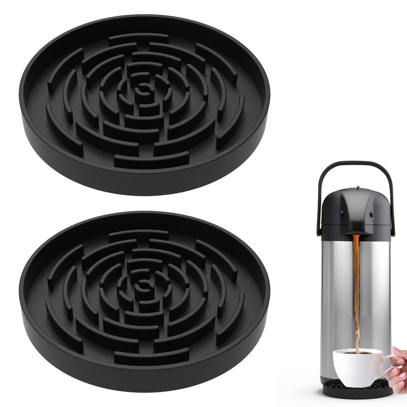 brikinte Drip Pan Compatible with Hamilton Beach Coffee Urn, 2 Pack Black Silicone Drip Mat for Vondior Coffee Carafe and Other Beverage Dispenser - Image 1