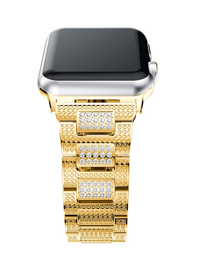 ISank Bling Crystal Jewelry Replacement Wrist Band For Apple Watch Series 3/2/1 Gold - Image 4
