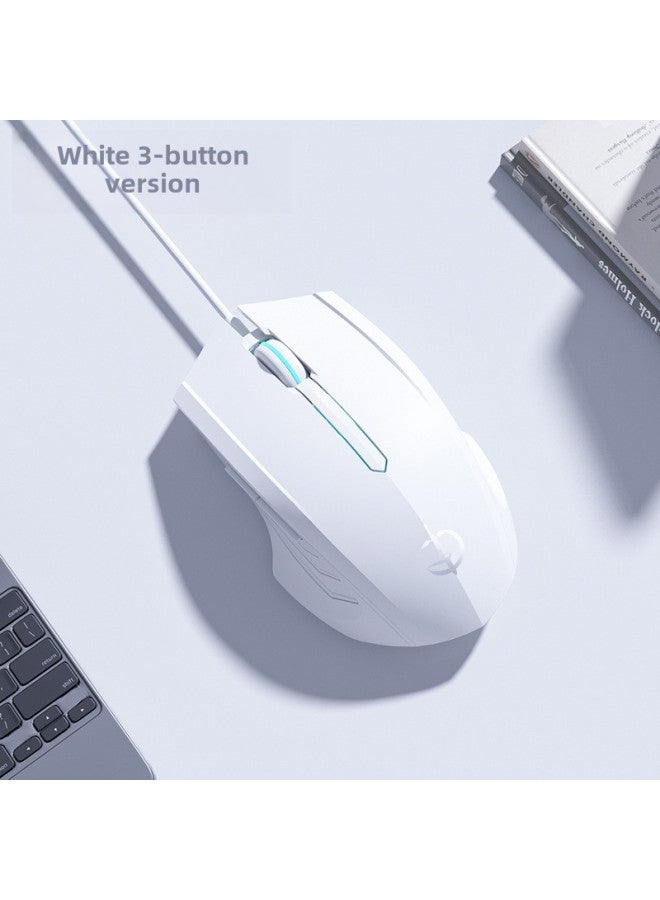 The Mouse Is Suitable For Competitive Office Lenovo HP Special Mute Mechanical Wired Electric Game Universal Dell Silent-Color:Basic Version 3-button Qingying Non-dazzling Qingying 1600dpi Qingying Snow White  - Image 1