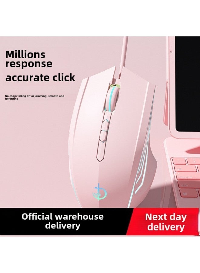 The Mouse Is Suitable For Competitive Office Lenovo HP Special Mute Mechanical Wired Electric Game Universal Dell Silent-Color:Basic Version 3-button Qingying Non-dazzling Qingying 1600dpi Qingying Snow White  - Image 3
