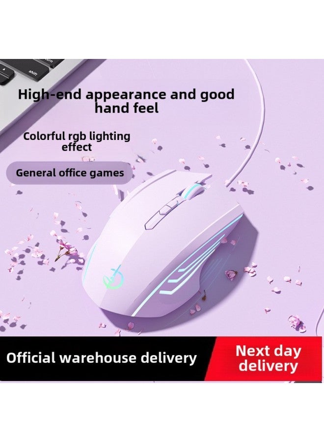 The Mouse Is Suitable For Competitive Office Lenovo HP Special Mute Mechanical Wired Electric Game Universal Dell Silent-Color:Basic Version 3-button Qingying Non-dazzling Qingying 1600dpi Qingying Snow White  - Image 2