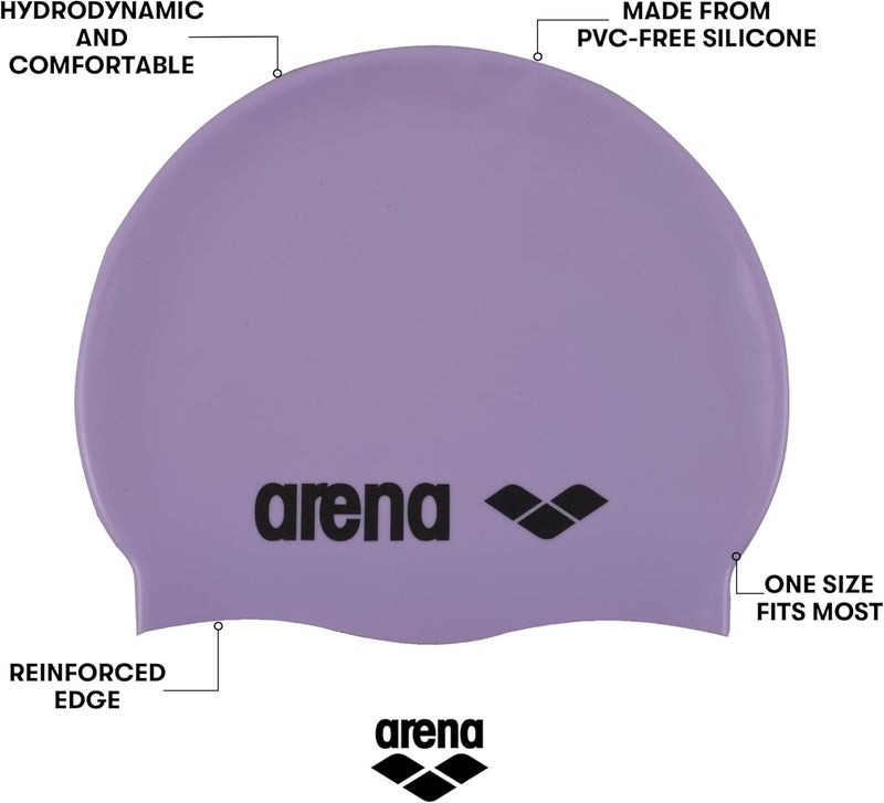 Arena Classic Unisex Silicone Swim Cap - Parma/Black, Hydrodynamic Design for Training and Racing - Image 2