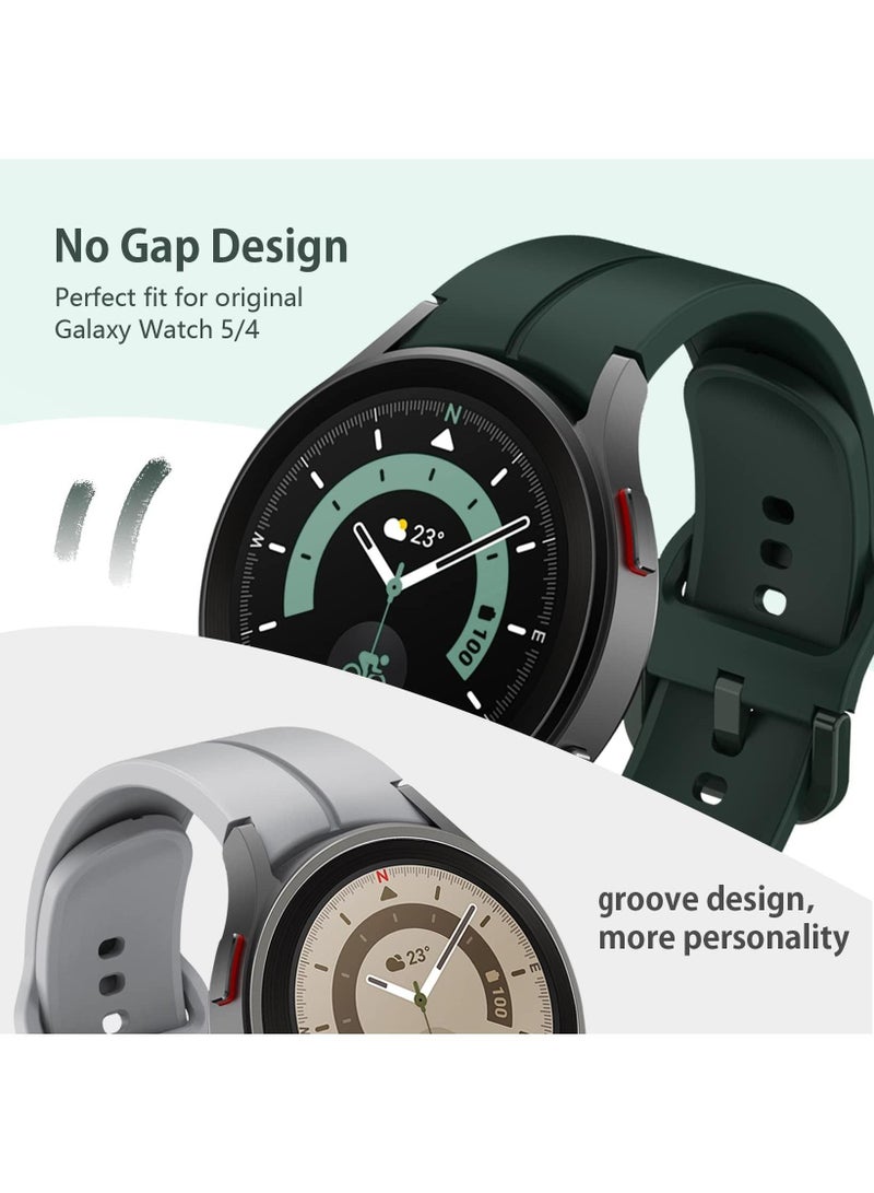 Sweet seven 5Pack Silicone Replacement Strap for Samsung Galaxy Watch 5 Pro 45mm, Galaxy Watch 4 40mm 44mm, Classic 42mm 46mm No Gap Replacement Strap with Colorful Buckle(Black/Grey/Red/Blue/Green) - Image 4