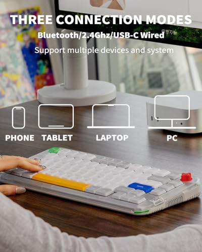 nuphy Kick75 Wireless Low Profile Mechanical Keyboard with Volume Knob,75% Hot Swappable Gaming Keyboard,80 Keys RGB Backlit with PBT Keycaps, Support BT/2.4G/USB-C (Red Nano Switch) - Image 4