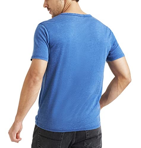 Lucky Brand Men's Venice Burnout Notch Neck Tee Shirt, Monaco Blue, X-Large - Image 2