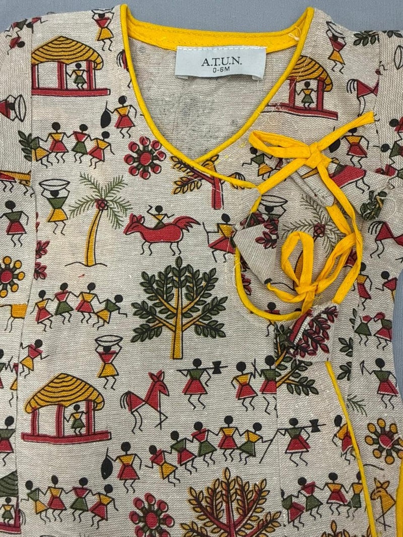 A.T.U.N. (ALL THINGS UBER NICE) Baby Boys Warli Print Dhoti Kurta Set | 100% Cotton Ethnic Wear Set with Soft Comfortable Fit | Traditional Festive Outfit for Infants - Image 5