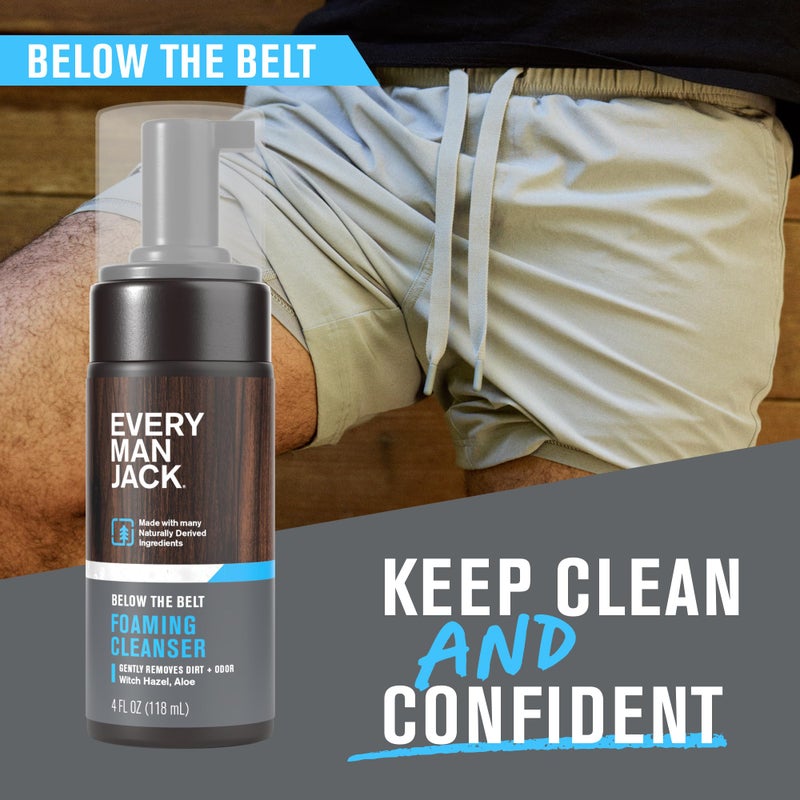 Every Man Jack Mens Foaming Groin Wash - Gentle Cleanser for Below The Belt - Made w/ Naturally Derived Ingredients like Witch Hazel & Aloe Vera - 4 Fl Oz (1 Pack) - Image 2