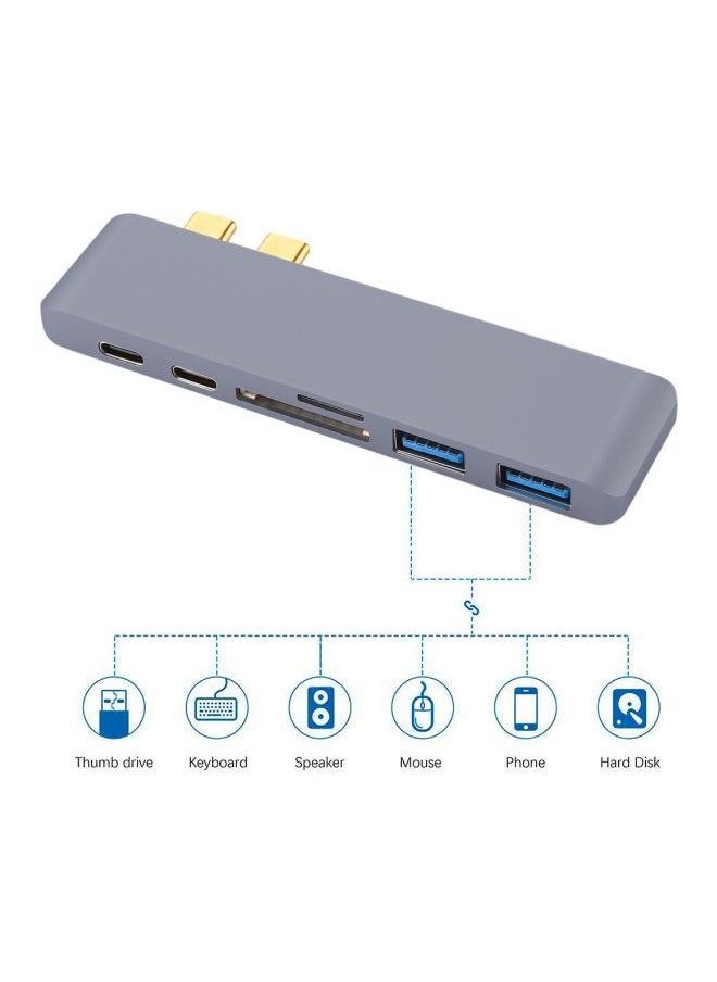 نيبمينينت - موزع 6 في 1 متعدد الوظائف بمنفذ USB Type-C رمادي - Image 1