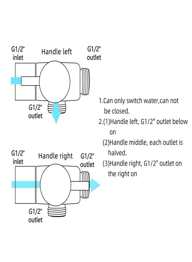 Tecmolog Shower Adapter Brass G1/2 Shower Arm Diverter Chrome for Handheld Shower Head and Fixed Shower Head - Image 4