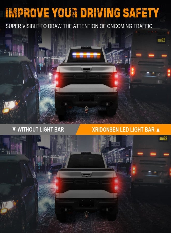XRIDONSEN 35 inch Traffic Advisor Light Bar,48LED Strobe Lights High Visibility Emergency Safety Warning Light with Strong Suction Cup for Vehicles Snowplow Tow Trucks Postal Cars Wreckers,Amber/White - Image 2