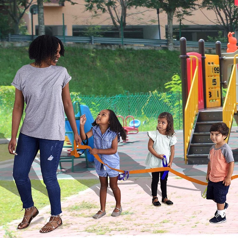 Lainrrew Walking Rope, Colorful Walking Rope with Handles Outdoor Safety Daycare Rope for Preschool Children Daycare School (Orange) - Image 4