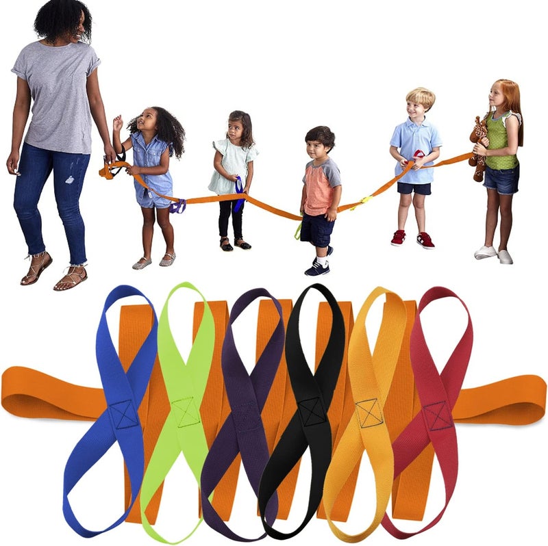 Lainrrew Walking Rope, Colorful Walking Rope with Handles Outdoor Safety Daycare Rope for Preschool Children Daycare School (Orange) - Image 1