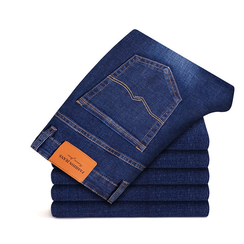 Generic Shake sound explosion mens stretch casual jeans Mens Four Seasons main push loose straight tube wide leg long pants wholesale 193H Blue - Image 1