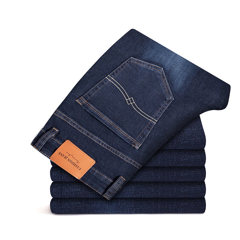 Generic Shake sound explosion mens stretch casual jeans Mens Four Seasons main push loose straight tube wide leg long pants wholesale 193H Blue - Image 2
