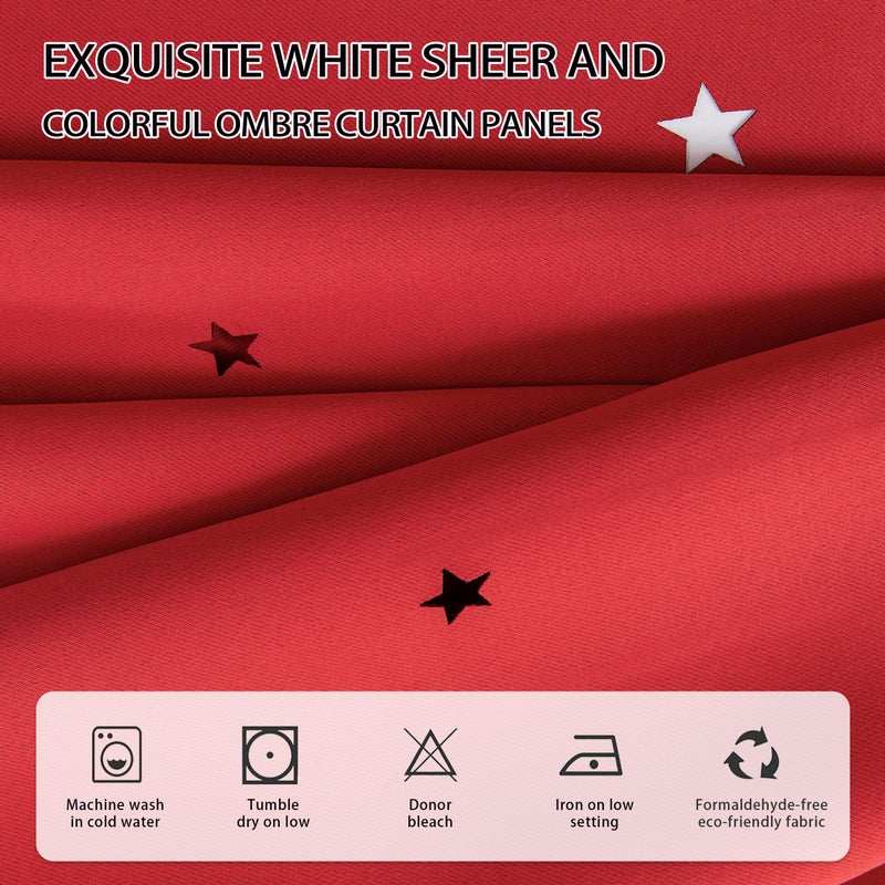 XiDi Red Curtains 63 Inches Long for Living Room Double Layer Curtains with Sheer Overlay for Girls Kids Bedroom Decor Ideal Princess Unicorn Theme Grommet Windows Drapes 2 Panels 34x63 - Image 5