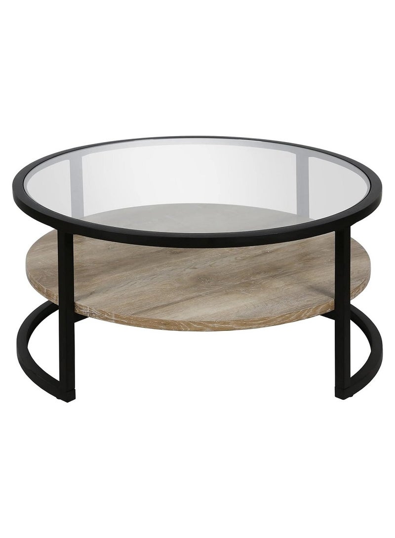 AGD Modern Glass Coffee Table 2 Layers Round Side Table Glass Top for Living Room Office Hotel Hall - Image 4