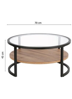 AGD Modern Glass Coffee Table 2 Layers Round Side Table Glass Top for Living Room Office Hotel Hall  - Image 5