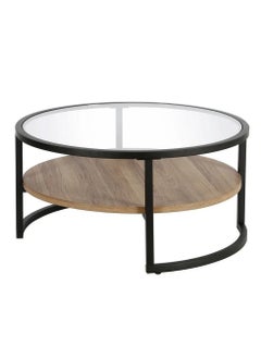 AGD Modern Glass Coffee Table 2 Layers Round Side Table Glass Top for Living Room Office Hotel Hall  - Image 2