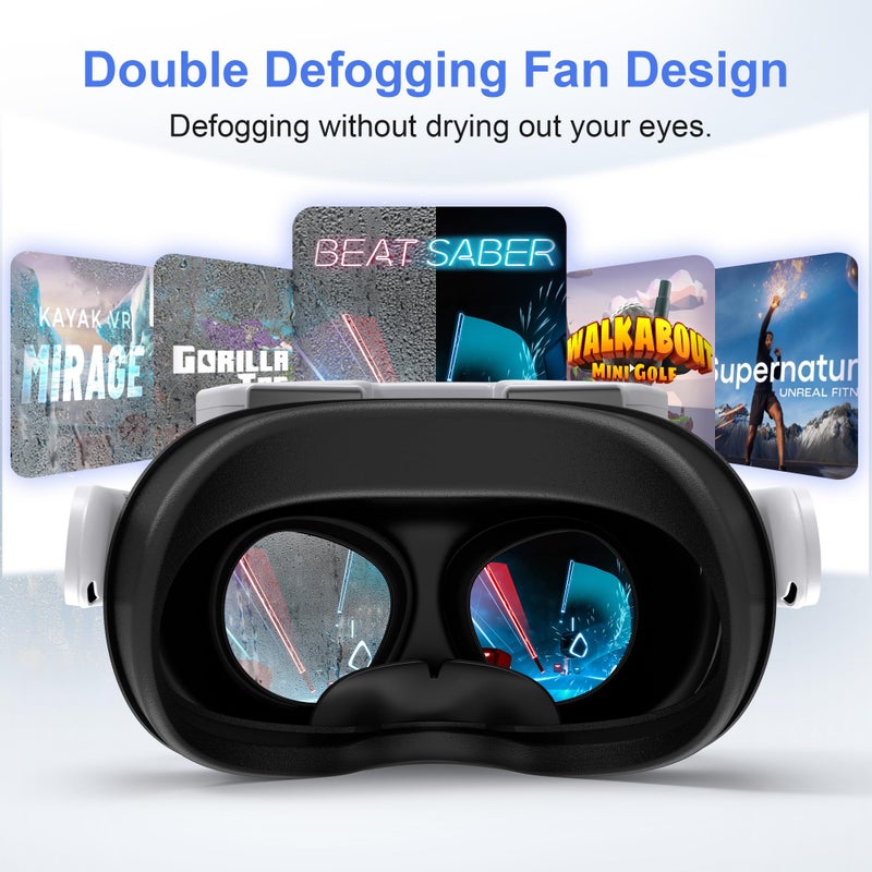 STARTRC GAMES Facial Interface Cooling Fan for Meta Quest 3S Accessories, Soft PU Leather & Ice Silk Cotton Face Pad Compatible with Oculus Quest 3S, Adjustable Fan to Relieve Lens Fogging (3 Speeds) - Image 4