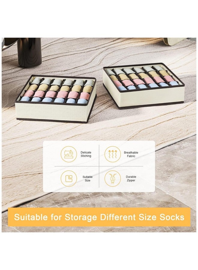 TIED RIBBONS TIED RIBBONS Pack of 2 (24 Bracket in Each) Socks Bra Panty Tie Organizer for Wardrobe Men Underwear Ladies Undergarments Organizer for Wardrobe (30 cm X 30 cm, Beige)  - Image 2