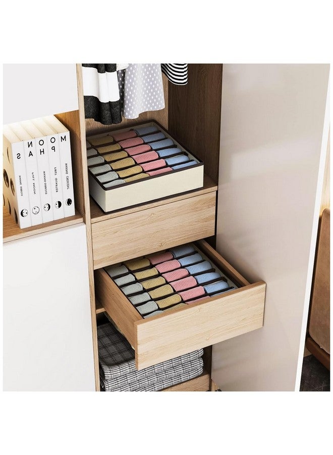 TIED RIBBONS TIED RIBBONS Pack of 2 (24 Bracket in Each) Socks Bra Panty Tie Organizer for Wardrobe Men Underwear Ladies Undergarments Organizer for Wardrobe (30 cm X 30 cm, Beige)  - Image 5