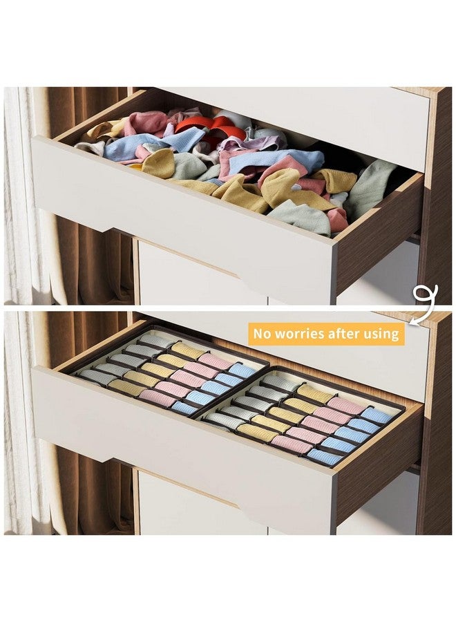 TIED RIBBONS TIED RIBBONS Pack of 2 (24 Bracket in Each) Socks Bra Panty Tie Organizer for Wardrobe Men Underwear Ladies Undergarments Organizer for Wardrobe (30 cm X 30 cm, Beige)  - Image 3