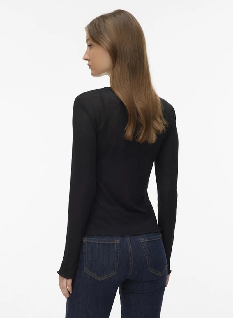 Vero Moda black Long Sleeve Fitted Top for Women | Best Price UAE