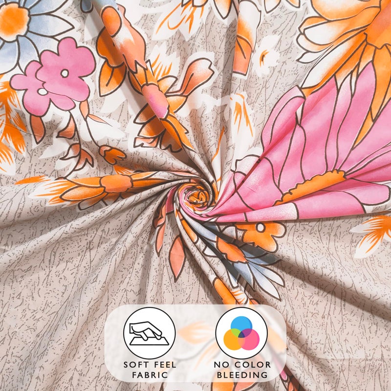 Story@Home Bedsheet for Single bed | 180 TC | Beige & Pink | Floral | 1 Piece Microfiber bedsheet for Single bed with 1 Pillow cover (147x224 cm) Perfect for Home Decor & gifting | Microfiber bedsheet - Image 5