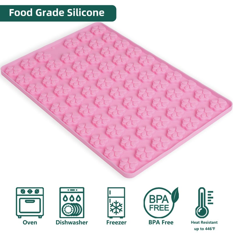 Amyandone Mini Paw Print Silicone Molds 69 Cavities Food Grade Pawprint Mold For Chocolate Candy Jelly Gummy Dog Treats Cake D?Cor Snack Biscuits (With A Scraper) - Image 2