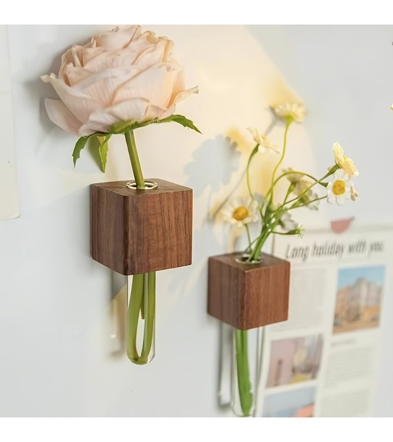 Set Of 2 Black Peach And Original Peach Color Floral Fridge Magnets - Image 2