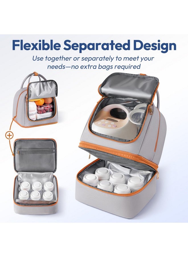 NCVI Breast Pump Bag for Spectra S1/S2, Breast Milk Cooler Travel Bag with Ice Pack, Double Layer Removable Breast Pump Backpack for Working Moms, Insulated Cooler Bag for Bottle & Nursing Essentials - Image 3