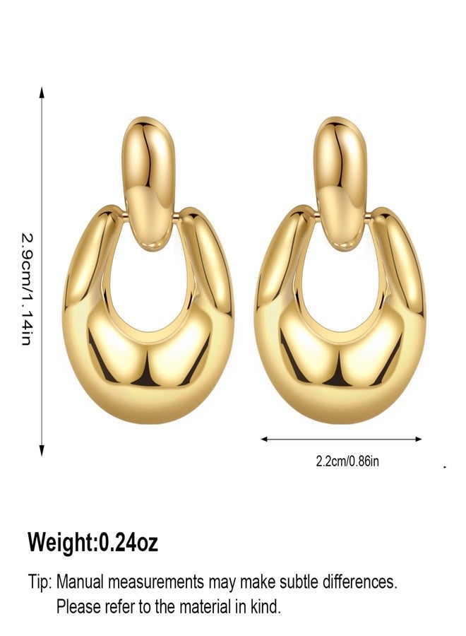 Amicon Chunky Gold Stud Earrings for Women 14k Gold Plated Hypoallergenic Earrings Statement Trendy Fashion Gold Jewelry Gifts, 23 mm, Brass, No Gemstone - Image 5