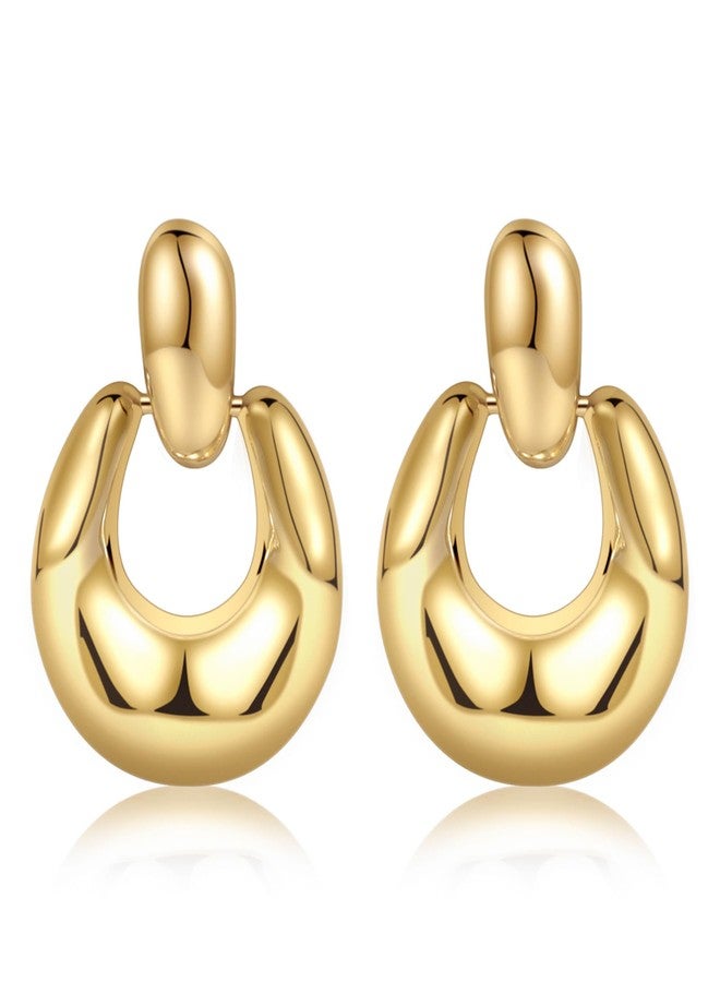 Amicon Chunky Gold Stud Earrings for Women 14k Gold Plated Hypoallergenic Earrings Statement Trendy Fashion Gold Jewelry Gifts, 23 mm, Brass, No Gemstone - Image 1
