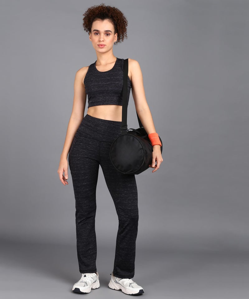 Rock Paper Scissors Women Premium Flare High Rise Gym Pants High-Waisted, Sweat-Wicking, Athletic Fit Wide Leg Gym Tights for Working Out, Pilates,Yoga, Fitness & Training Black, 5XL - Image 5