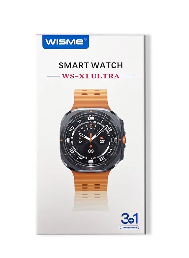 WISME - WISME WS-X1 Ultra Smartwatch With 3 Pair Straps and Charging Cable Designed For Ladies and Gents Silver - Image 1