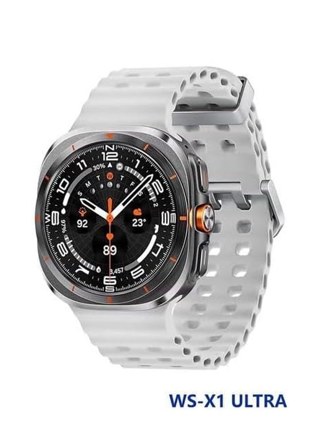 WISME - WISME WS-X1 Ultra Smartwatch With 3 Pair Straps and Charging Cable Designed For Ladies and Gents Silver - Image 1