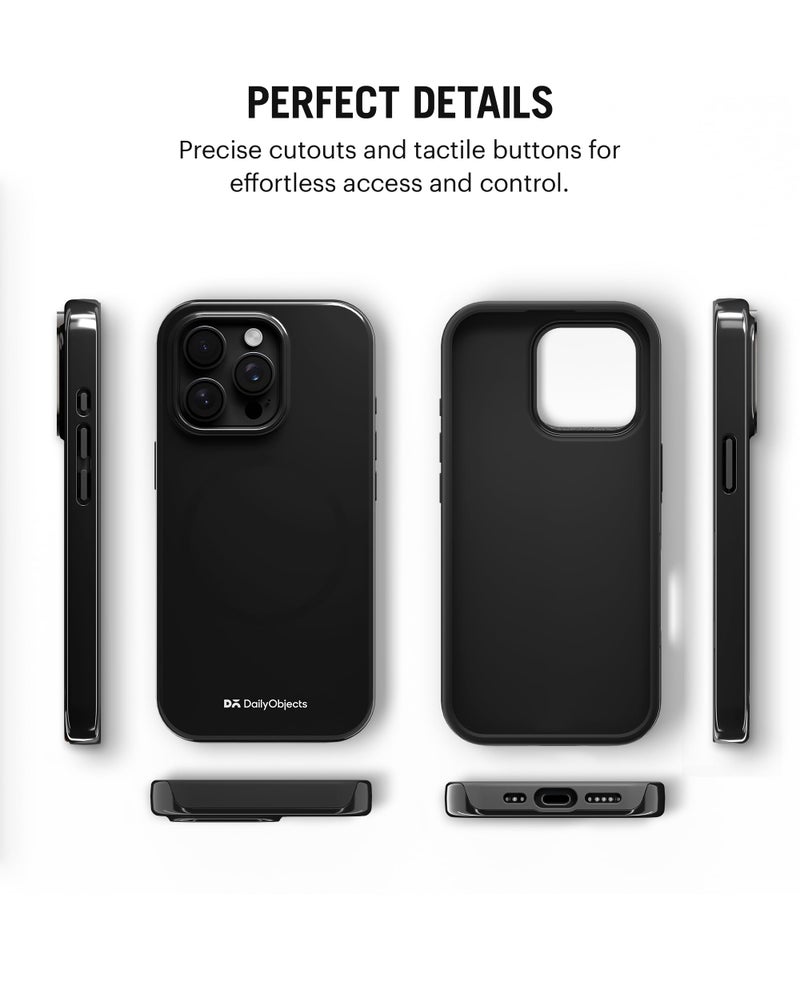 DailyObjects Polycarbonate Enamel Bumper Magsafe Case For iPhone 14 Pro Max Compatible With Magsafe Wireless Charging | Black Magnetic Back Cover - Image 5