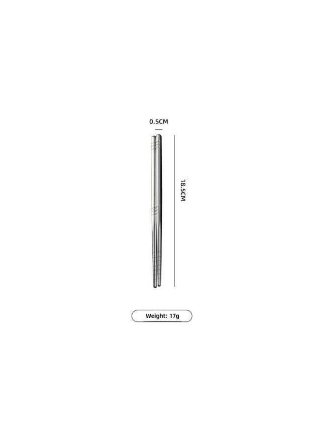 En 304 Stainless Steel Tableware Metal Chopsticks Six-coil Non-slip Half-square Multi-size Bold Korean Cloth Wheel-Color:Coil Chopsticks 18.5cm Laser Sus304 - Image 1