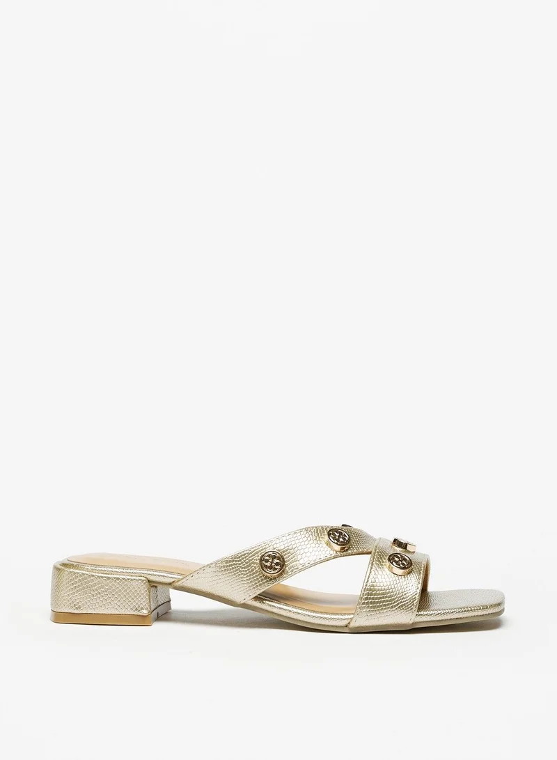 Flora Bella Metal Stud Embellished Strap Slide Sandals